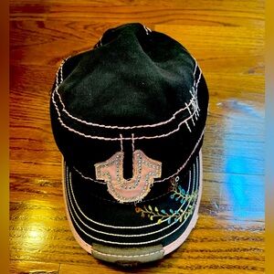 True Religion hat with embroidery and rhinestones